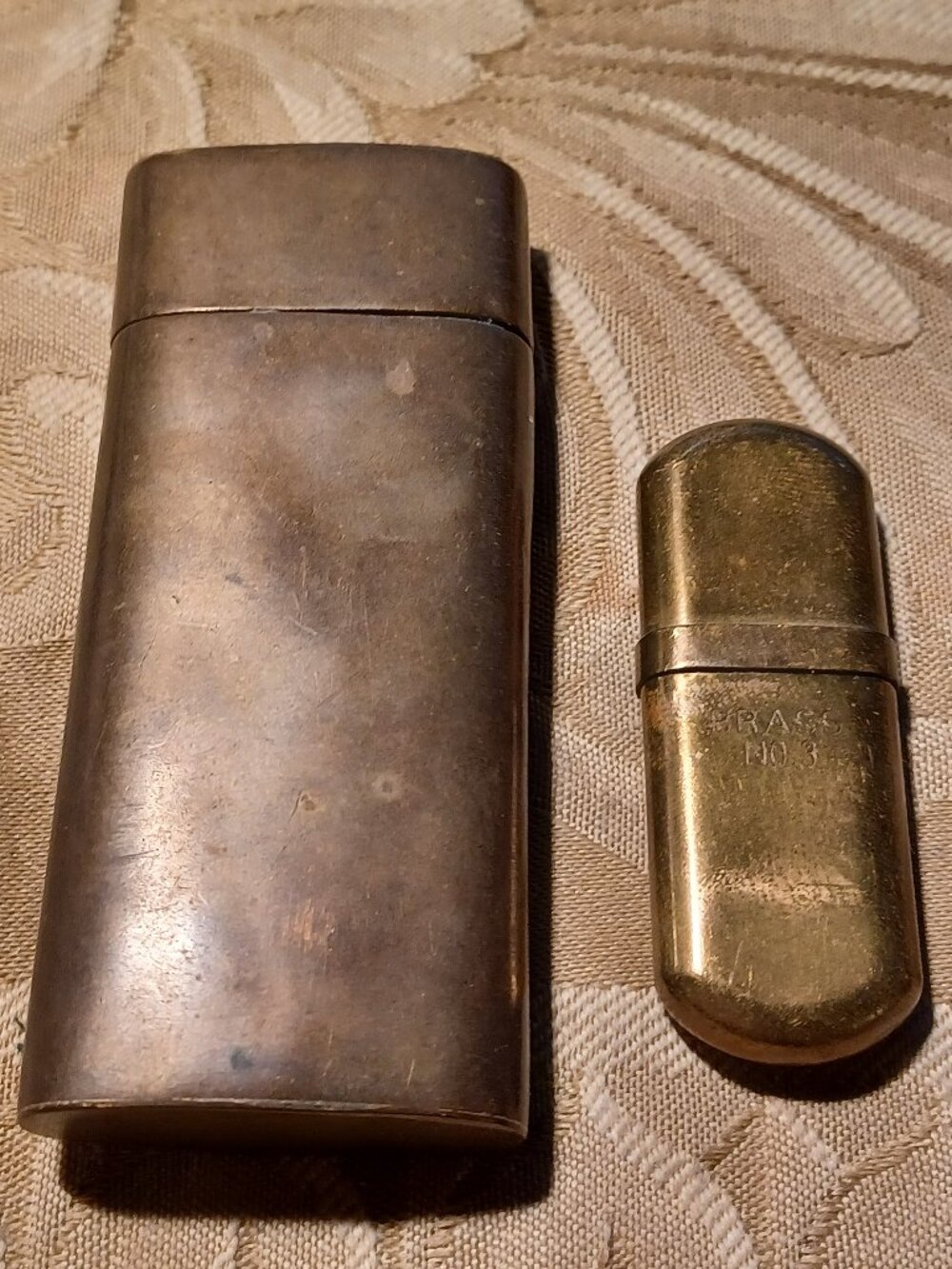 1980's Collector's Pieces - Small Brass No. 3 Lighter & Small Brass Case